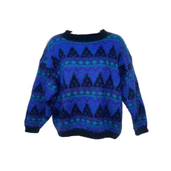 Vintage Christopher & Banks Mohair Wool Blend Geometric Pattern Sweater - Picture 1 of 5